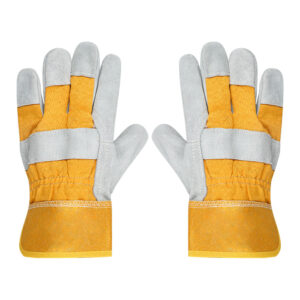 DOUBLE PALM  LEATHER GLOVES (YELLOW-WHITE)